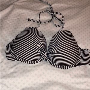 Navy and white swimsuit top